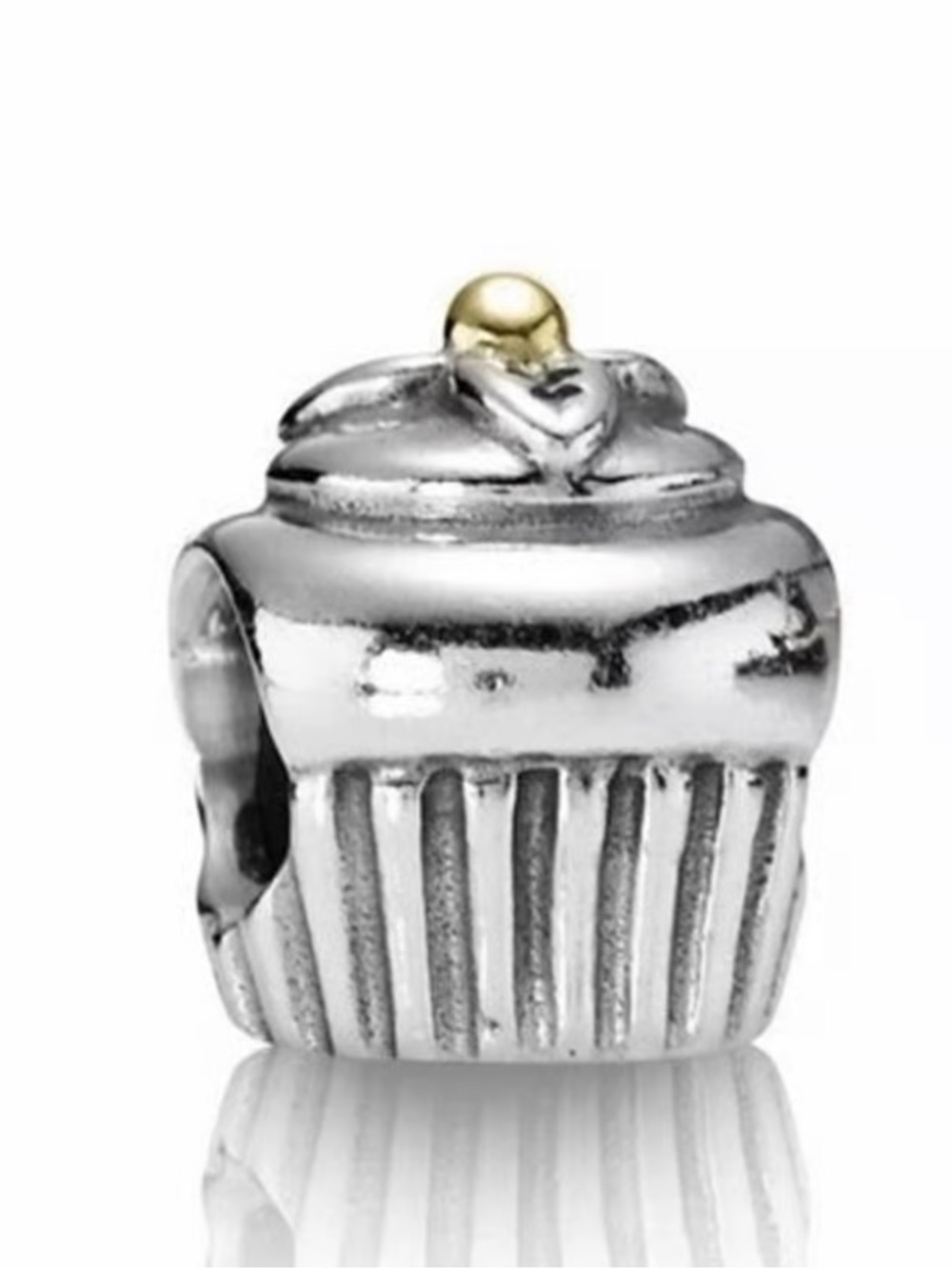 Pandora Sterling Silver & 14k Gold Cupcake Charm Authentic Retired